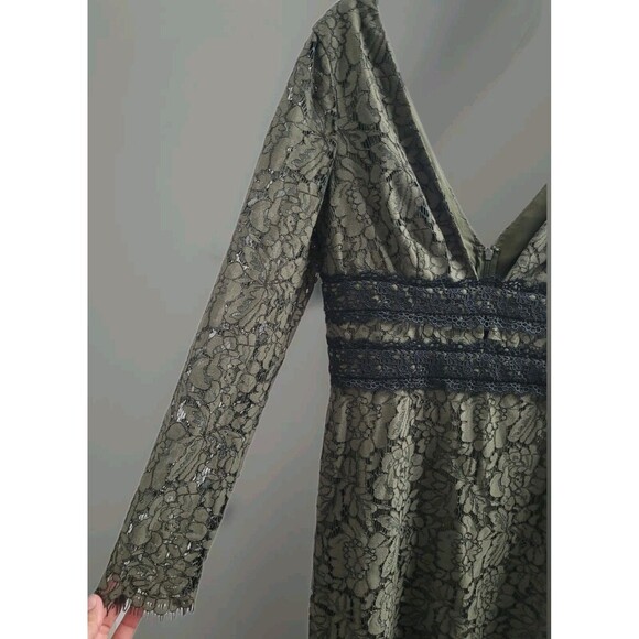 Diane Von Furstenberg Sz 6 Olive/Black Viera Lace Cocktail Dress Elegant $498 - Picture 3 of 16